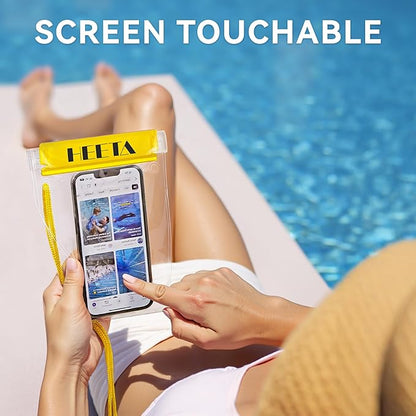 HEETA 5-Pack Clear Waterproof Dry Bag, Water Tight Cases Pouch Dry Bags for Camera Mobile Phone Maps, Kayaking Boating Document Holder