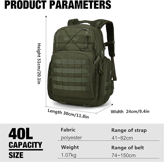 Mardingtop 40L Tactical Backpack for Men,Molle Military Backpack for Hiking,Travel,Camping, Hunting