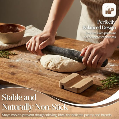 Flexzion French Rolling Pin, 12 Inch Black Marble Rolling Pins - Image 2
