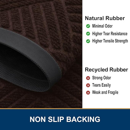 Smiry Front Door Mat Outside Entrance, Heavy Duty Outdoor Indoor Natural Rubber - Image 5