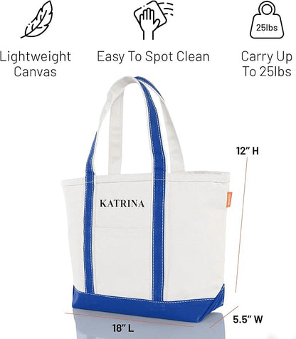 CB STATION Medium Classic Canvas Tote Bag for Women, Top Zipper Closure, Outer Pocket, Daily Essentials, Groceries, Traveling