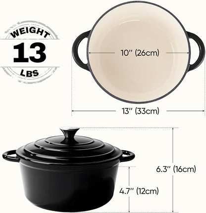 6 Quart Dutch Oven Pot with Lid, Non Stick Enameled Cast Iron Dutch Oven - Image 4