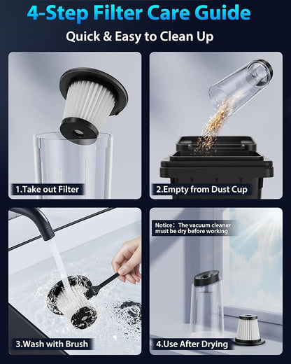 Handheld Vacuum Cordless 1.1 Pounds Car Vac 10000PA Hand Held Vacuums 4-in-1 - Image 6