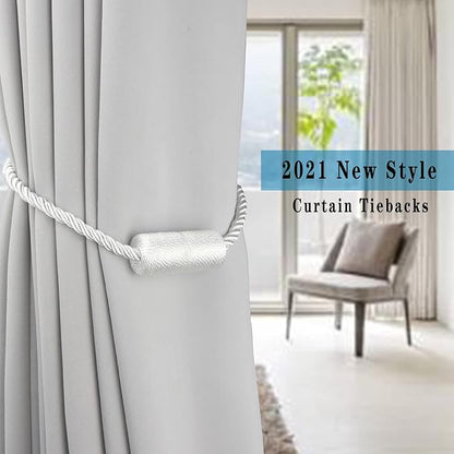 2 Pack White Strong Magnetic Curtain Tiebacks Outdoor Elegant Decorative Tie - Image 6