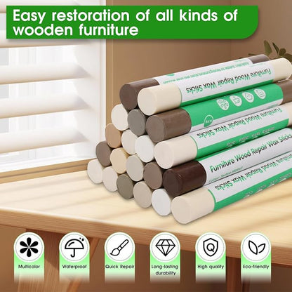Furniture Markers Touch Up, 20 Colors Wood Filler Sticks, Wood Wax Crayons - Image 4
