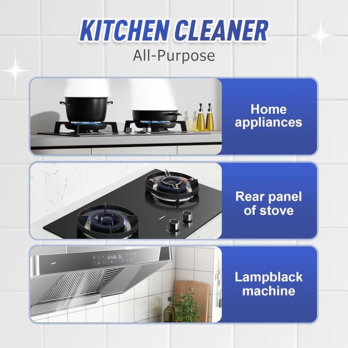 Kitchen Heavy Oil Cleaner, 2025 Newly Upgraded Heavy Duty Oil Stain Remover, 500 ML Multipurpose Cleaner Spray, Kitchen Degreaser Spray for Stovetops, Ovens, Range Hoods (3)