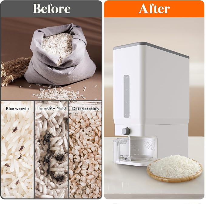 Lifewit Rice Dispenser 25 Lbs, Rice Storage Container Sealed Moisture Proof - Image 5