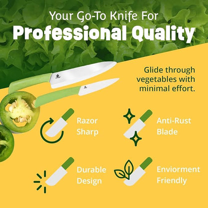 Ceramic Knife Set with Ergonomic Handle, Non-Reactive and Professional Chopping - Image 4