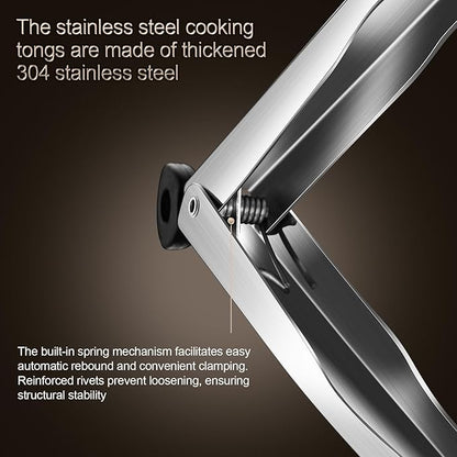 Locking Stainless Steel Kitchen Tongs, 12-inch Grill Tongs, Heat-Resistant up - Image 4