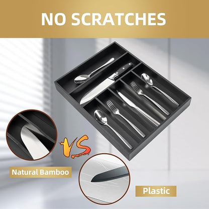 Silverware Organizer Bamboo Kitchen Drawer Organizer Utensil Organizer - Image 3