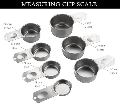 Stainless Steel Measuring Cups Set of 7 Stackable Heavy Duty Measuring Cups - Image 3