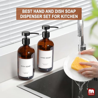 GMISUN Amber Glass Soap Dispenser, 6 Pack Bathroom Hand Soap Dispensers - Image 5