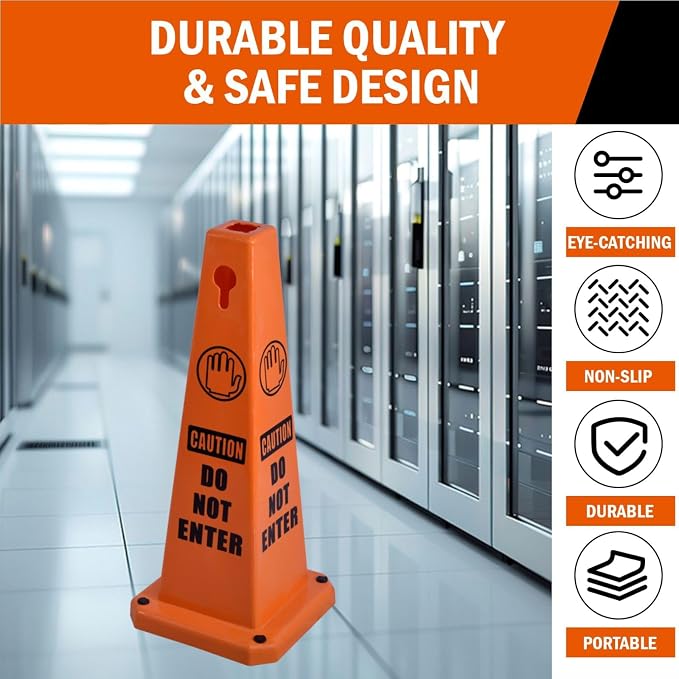 8-Pack 26.5" Caution Cones, 4-Sided Visible Safety Signs - Image 4
