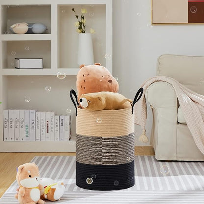 VIPOSCO Large Laundry Hamper, Tall Woven Rope Storage Basket - Image 2
