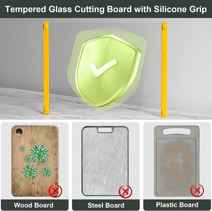 Tempered Glass Cutting Board for Kitchen, 12x16" & 12x8" 2 Pcs, Heat Resistant - Image 7