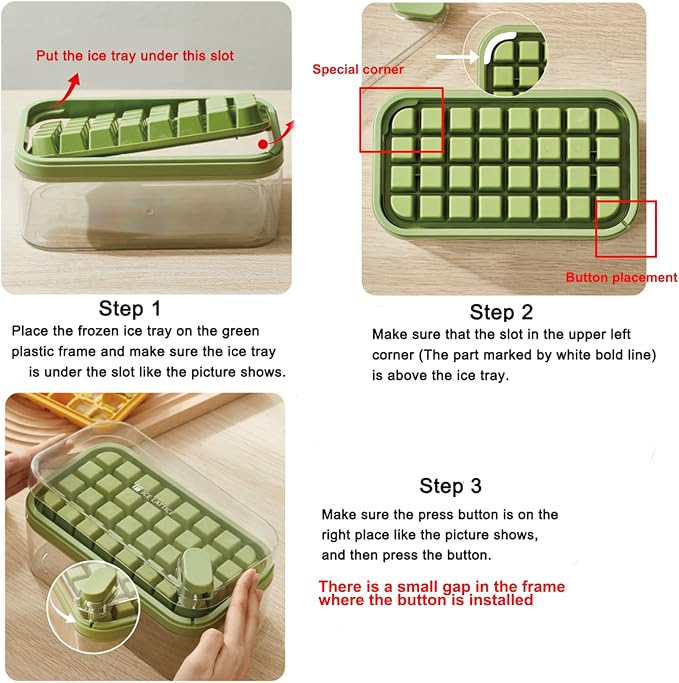 Ice Cube Tray with Lid and Bin for Freezer, 2 Pack - Image 2