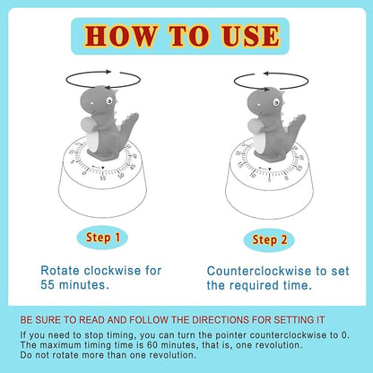 ELE DEPI 60 Minutes Mechanical Kitchen Timer, Cute Dinosaur Timer - Image 5