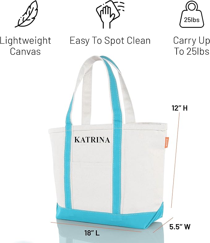CB STATION Medium Classic Canvas Tote Bag for Women, Top Zipper Closure, Outer Pocket, Daily Essentials, Groceries, Traveling