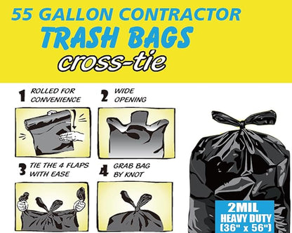 Contractor Heavy Duty Trash Bags 55 Gallon | 52 Count | 2 MIL | 36" X 56" | - Image 2