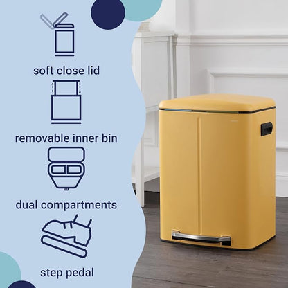 happimess HPM1005L Marco Rectangular 10.6-Gallon Double Bucket Trash Can - Image 3