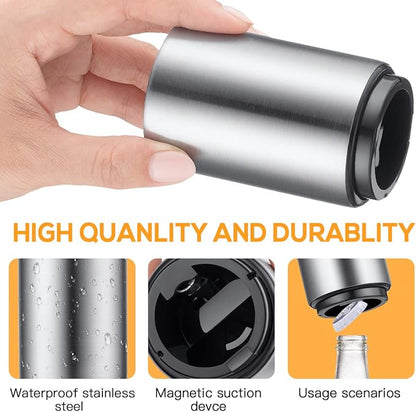 3PCS Premium Automatic Beer Bottle Opener, Magnet Stainless Steel Push Down Off - Image 4