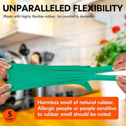 Vgo... 5-Pairs Reusable Household Gloves, Rubber Dishwashing gloves, Extra - Image 4