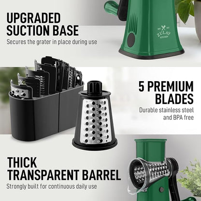 Zulay Kitchen Rotary Cheese Grater 5 Blade Cheese Shredder - Image 7