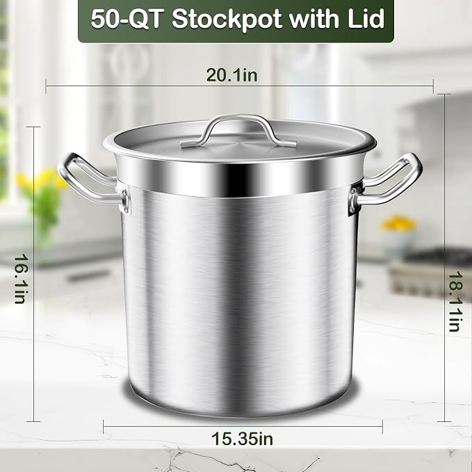 Stainless Steel Stock Pot, 50 QT Large Stock Pot - Image 7