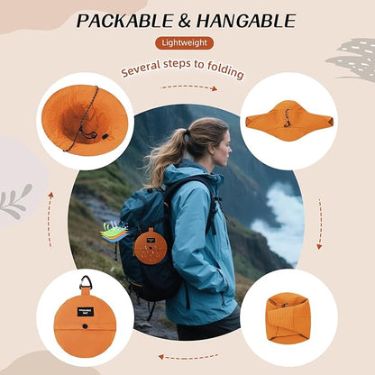 Durio Waterproof Bucket Hats for Woman UPF 50+ Sun Hat UV Protection Packable Rain Hats for Women Lightweight Hiking Hat
