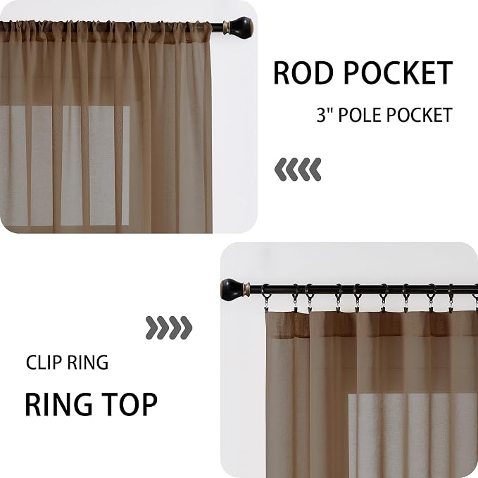 Tollpiz Short Sheer Door Curtain Closet Linen Textured Curtain Sheers Doorway - Image 5
