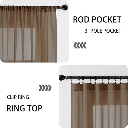 Tollpiz Sheer Curtains Closet Linen Textured Curtain Sheers Doorway Light - Image 5