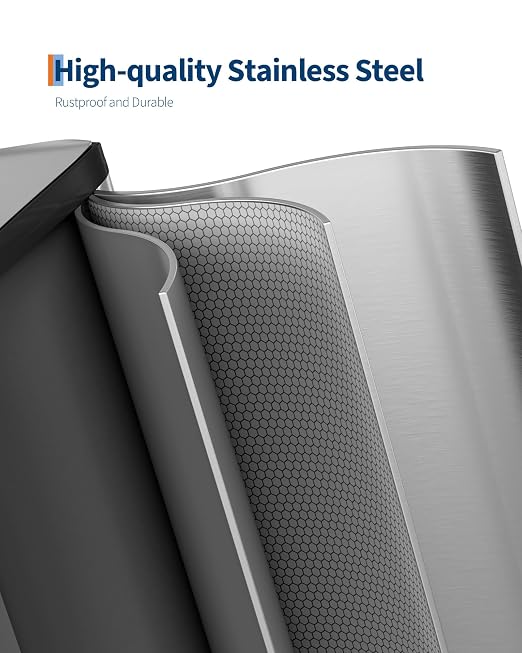 Garvee Triple Kitchen Trash Can, 3 x 4 Gal Stainless Steel Recycling Bin Combo - Image 3