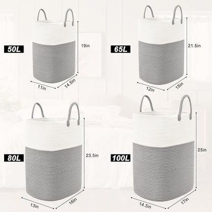 Woven Laundry Basket for Clothes, 50L Large Rectangle Laundry Hampers - Image 8