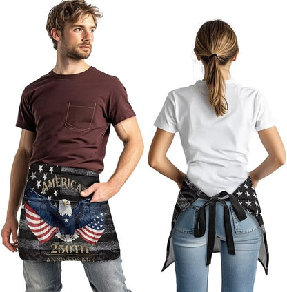 Server Apron with 3 Pockets, Waterproof Oil Waitress Waiter Half Apron - Image 3