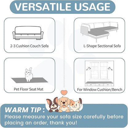 OTOB Dog Couch Covers for 3 Cushion Washable Non Slip Plush Pet Friendly Bed - Image 6
