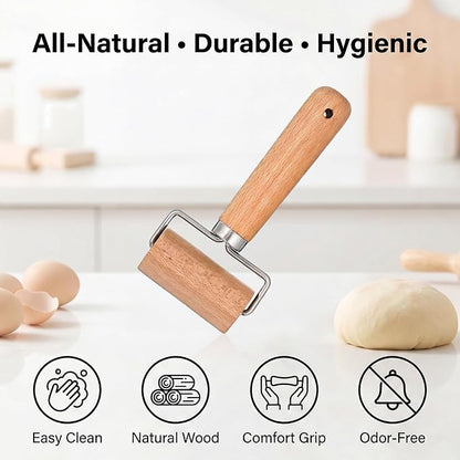 1 Pcs Wooden Dough Roller, Wooden Rolling Pin, Non-Stick Baker Pastry Roller - Image 6