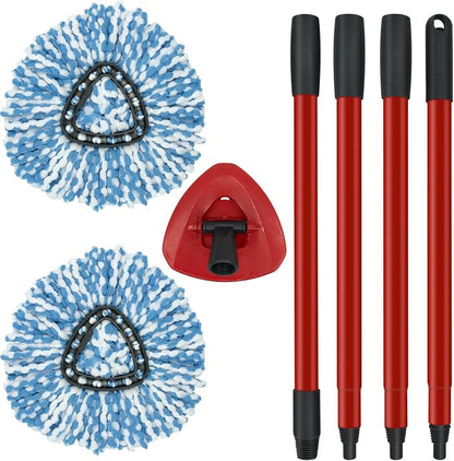 2 Pack Spin Mop Replacement Head, 1 Base, 4-Section Sturdy Iron Mop Handles - Image 9