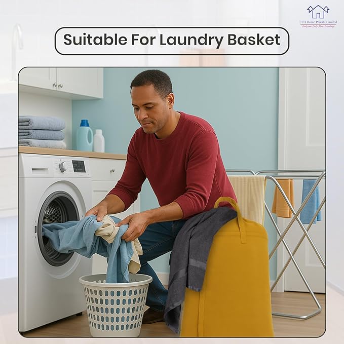 LFH Home Cotton Canvas Large Laundry Bag with Handle, Heavy Duty Drawstring Closure Washable Laundry Bags, School Travel, Home, Hotel, College Dorm, Organizer Sack, Toys Clothes 24x36-Yellow