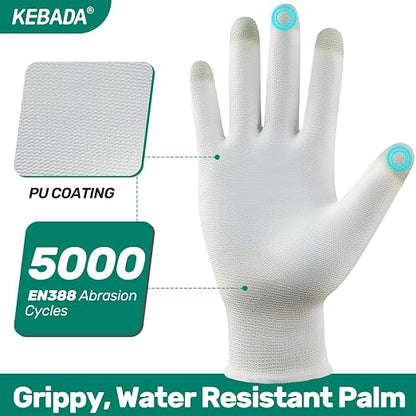 Kebada W1 Work Gloves for Men and Women, PU Coated Safety Gloves - Image 2