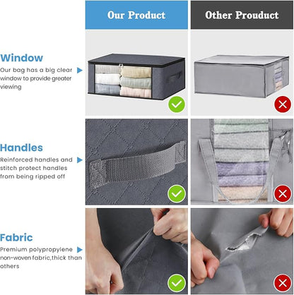HomeHacks Storage 4-Pack Clothes Organizer Storage Bags Foldable Storage Box - Image 4
