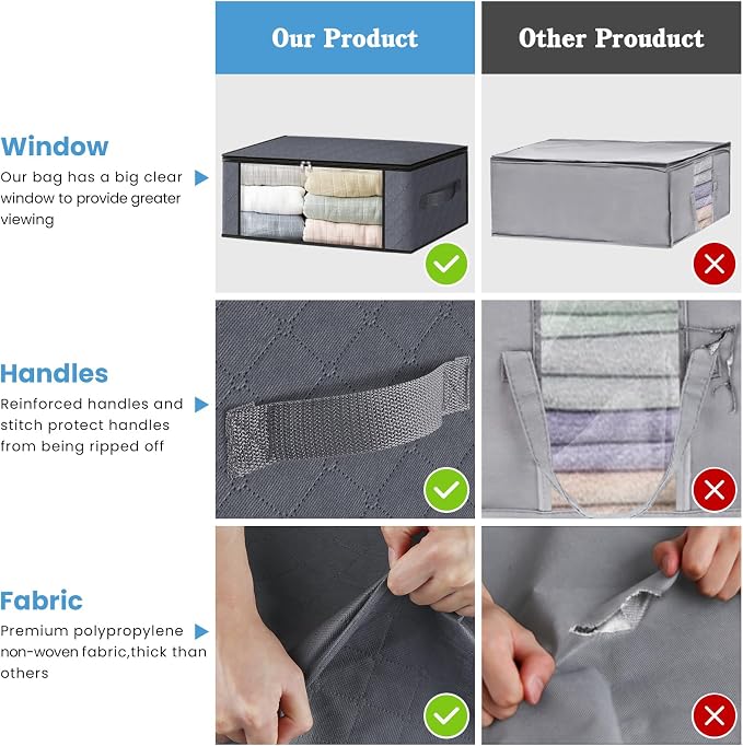 HomeHacks Storage 8-Pack Clothes Organizer Storage Bags Foldable Storage Box - Image 4