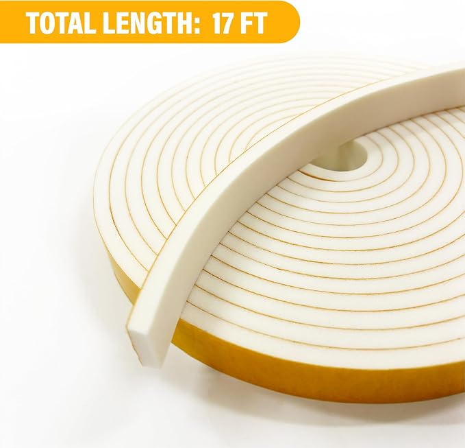 Weather Stripping Foam Tape, 17 Ft Door Seal Strip, EVA Material, High Density - Image 2