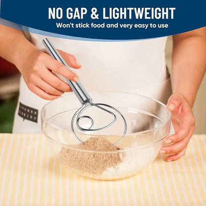 Danish Dough Whisk Stainless Steel Wooden Handle - Image 5