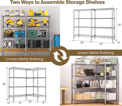 Himimi 4-Tier Heavy Duty Metal Storage Rack, 1200LBS Adjustable Wire Shelving - Image 5