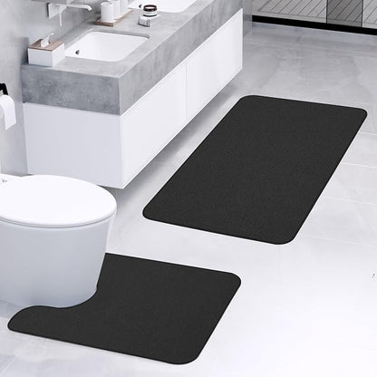 Bathroom Rugs Set 2 Pieces, Thin Bathroom Mats, Toilet Rugs, Quick Dry - Image 2