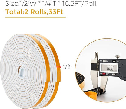 33 Feet Weather Stripping Door Seal- 1/2" Wide X 1/4" Thick Door Bottom Seal - Image 3