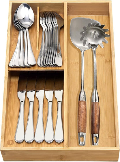 guiogc Bamboo silverware tray organizer, Utensil Holder and Cutlery Tray - Image 5