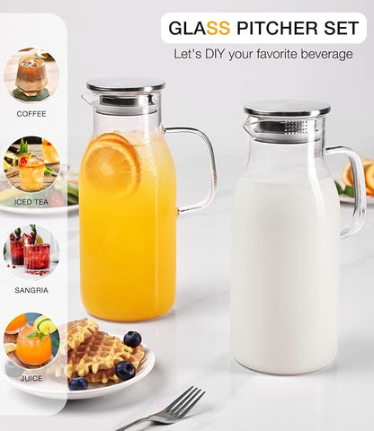 LUNA&MANTHA 2 Pack 2 Liter 68 oz Glass Pitcher - Image 7