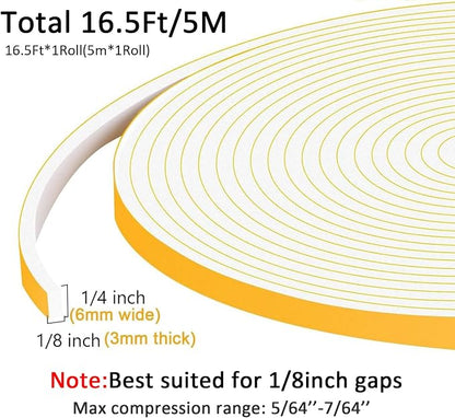 Weather Stripping Door Seal 1/4 inch Wide x 1/8 inch Thick Foam Insulation Door - Image 3