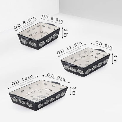 Wisenvoy Baking Dish Ceramic Lasagna Pan Casserole Dish 3-Piece Bakeware Sets - Image 2